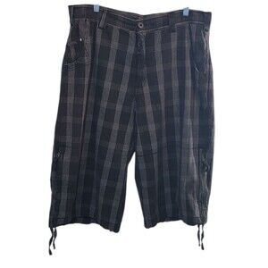Decoded Mens Sz 36 Black Plaid Cotton Shorts Going Out Streetwear Hiking Beach